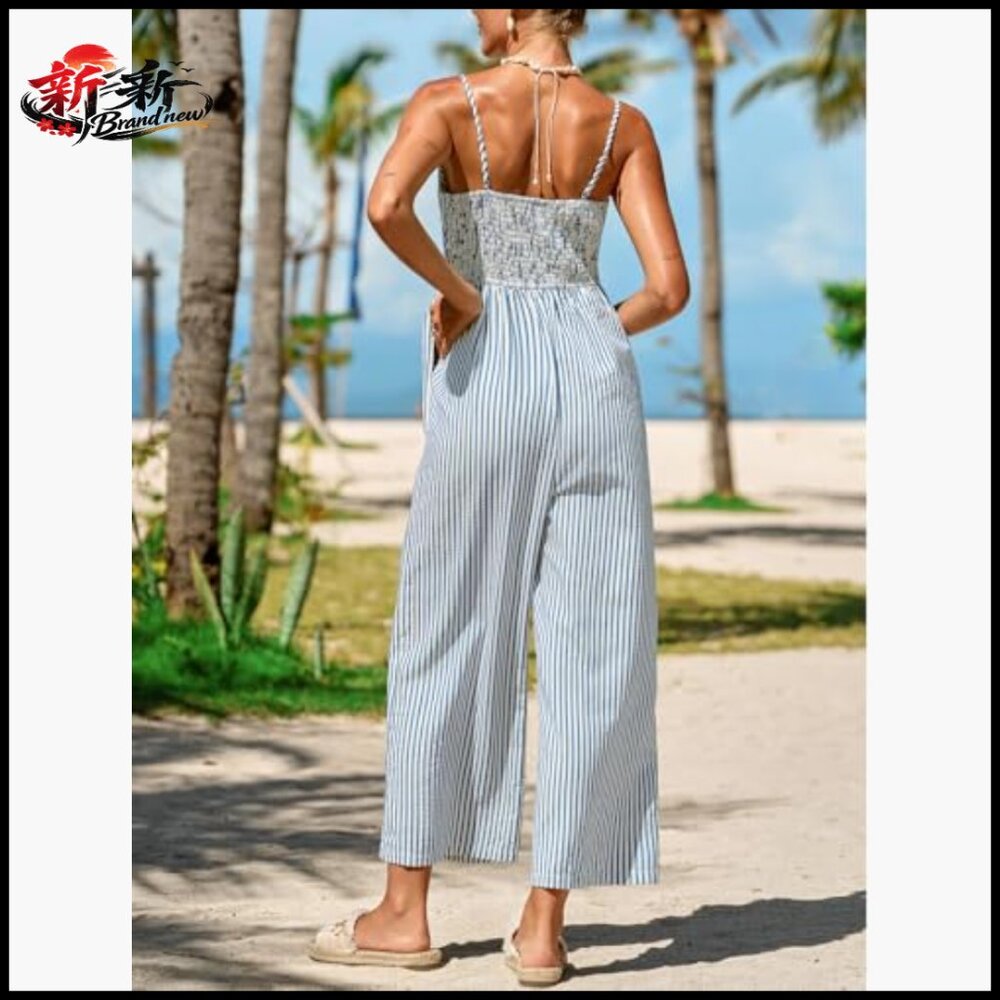 Backless Adjustable Spaghetti Strap Wide Leg Jump… - image 2
